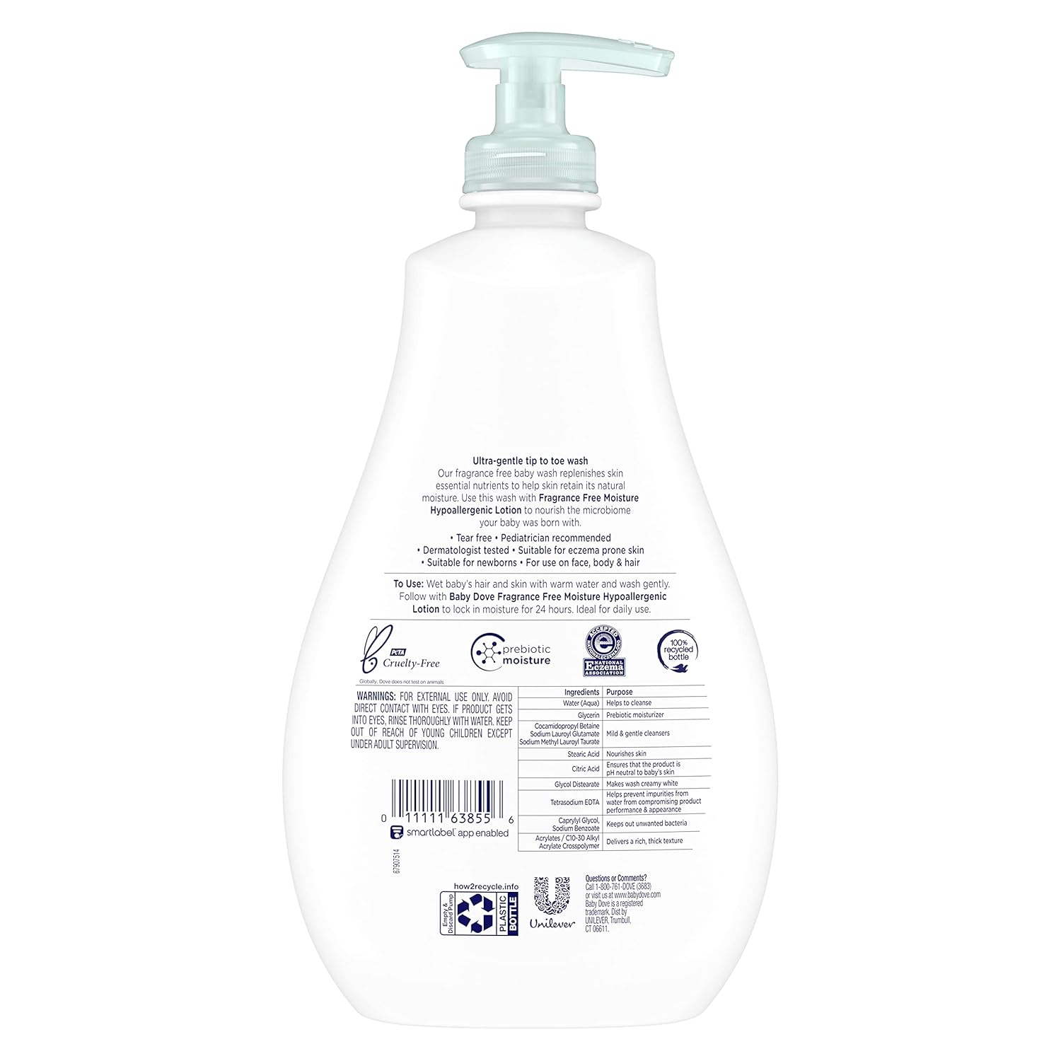 Buy now Baby Dove Sensitive Skin Care Baby Wash For Bath Time, Moisture Fragrance Free and Hypoallergenic, Washes Away Bacteria 20 oz at indiglob india