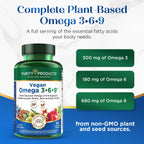 Purity Products Omega 3-6-9, "5 in 1 Vegan and Vegetarian Formula | Essential Fatty Acid Complex - Scientifically Formulated Plant-Based Omega 3 6 9 Essential Fatty Acids (EFA) - 60 Softgels