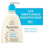 Buy now Aveeno Baby Daily Moisture Gentle Body Wash & Shampoo with Oat Extract, 2-in-1 Baby Bath Wash & Hair Shampoo, Tear- & Paraben-Free for Hair & Sensitive Skin, Lightly Scented, 18 fl. oz at indiglob india