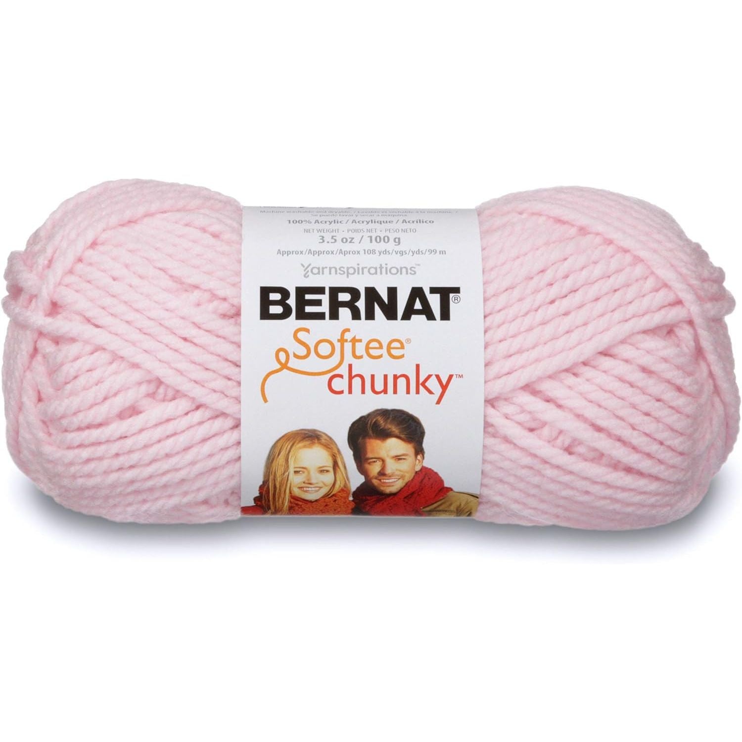 Buy now Bernat Softee Chunky Yarn, 3.5 Oz, Gauge 6 Super Bulky, Grey Heather Pack of 1 Baby Pink at indiglob india