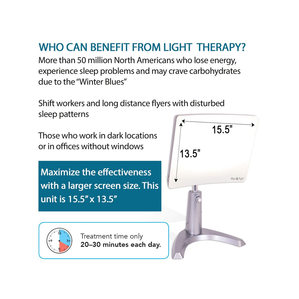 Carex Day-Light Classic Plus Sunlight Therapy Lamp - 10000 LUX Therapy Lamp at 12 Inches, LED Bright White Light with Adjustable Height and Brightness Levels for Mood, White