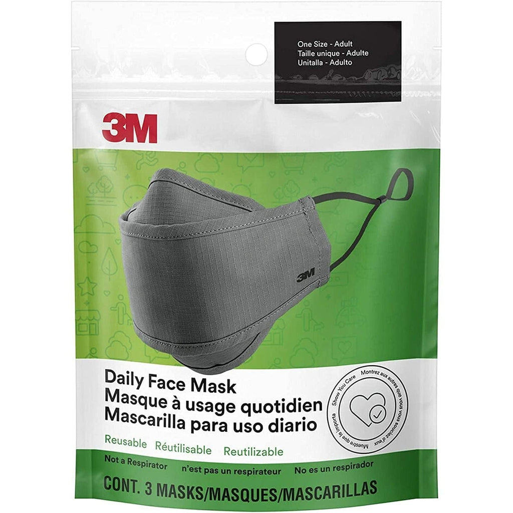 Buy now 3M Daily Face Mask, Reusable, Washable, Adjustable Ear Loops, Lightweight Cotton Fabric, 3 Pack at indiglob india