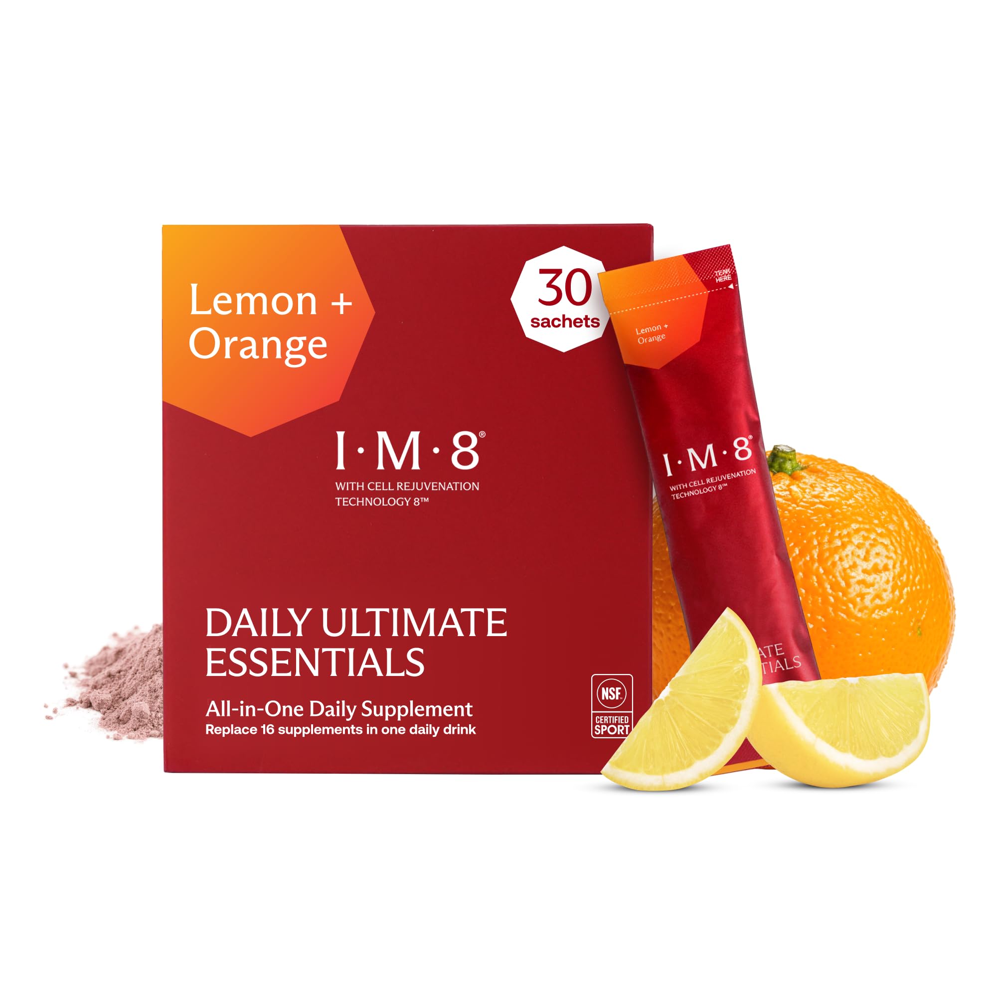 IM8 Daily Ultimate Essentials Powder, Acai and Mixed Berries, 30 Packets | All-in-One Multivitamin Supplement, 90 Nutrients including CoQ10, Probiotics, Vitamins & Greens, Gluten Free, Vegan