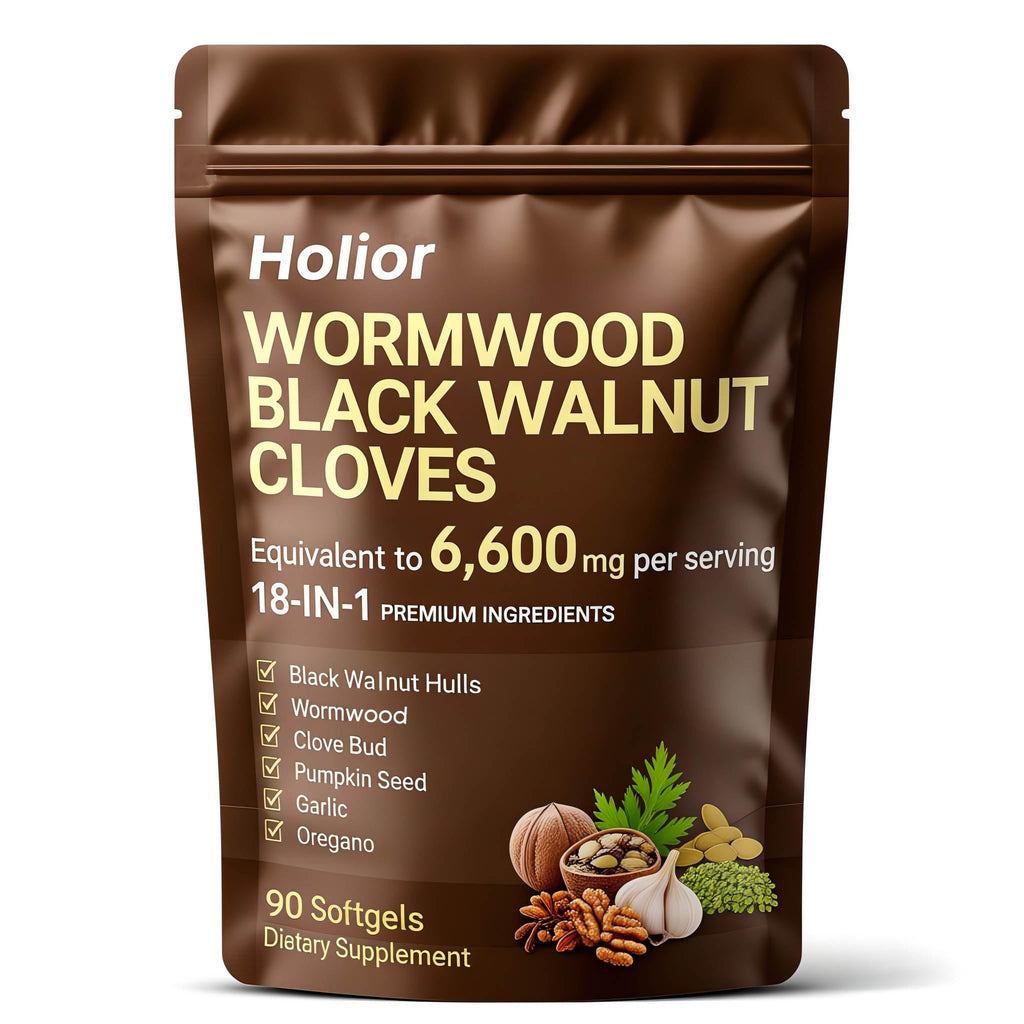 18-in-1 Black Walnut Wormwood - Herbal Wellness Blend with Clove, Garlic, Turmeric, Pumpkin Seed, Oregano, Berberine & More, Daily Digestive & Gut Balance Support Supplement - 90 Softgels