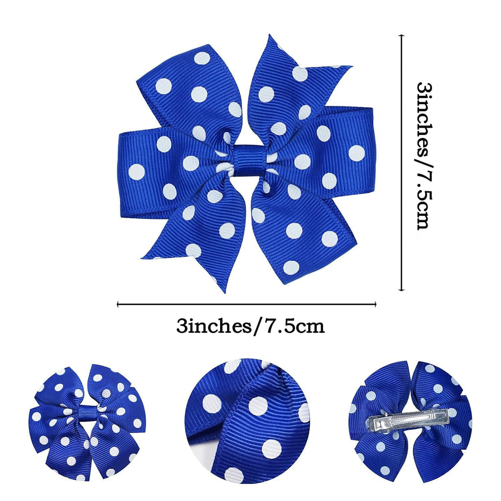 40Pcs 3" Hair Bows for Girls Toddler Pinwheel Polka Dot Bow Alligator Clips | 20 Colors in Pairs Girls Bows | Durable Metal Clips | Back to School Bows |Toddler Hair Accessories