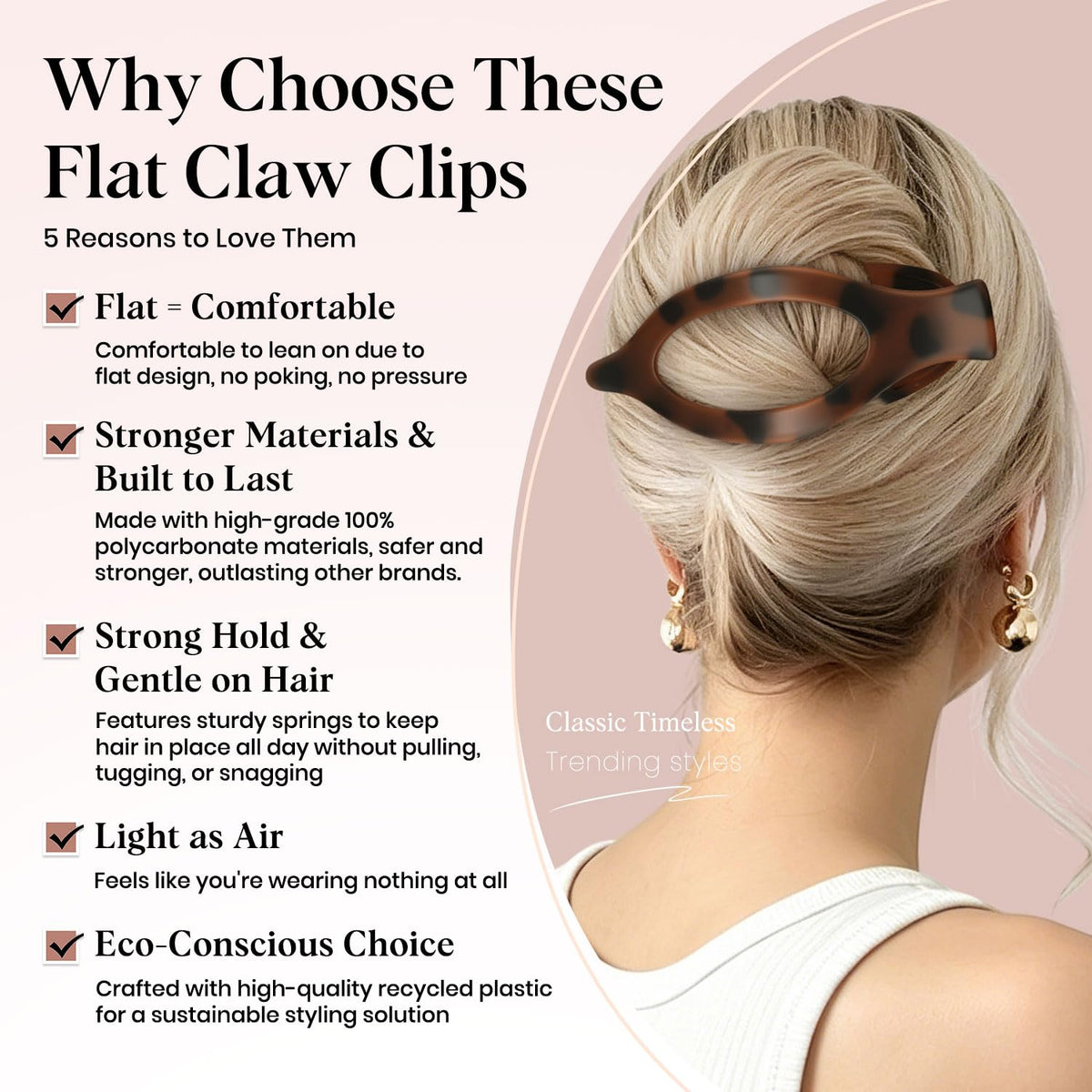 Set of 4 premium imported large flat hair clips, designed for comfort and strong hold, perfect for all hair types.