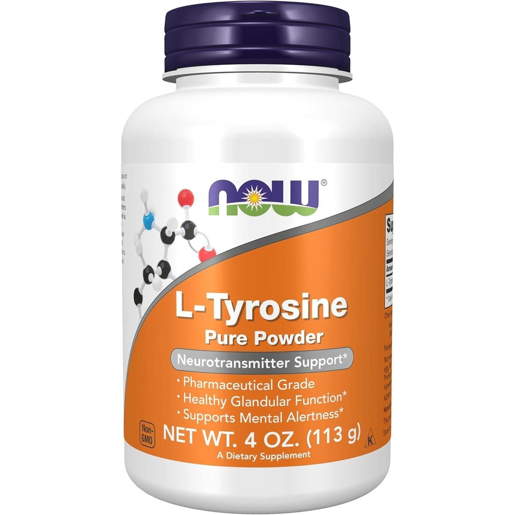 Buy now NOW Foods Supplements, L-Tyrosine Powder, Free-Form, Neurotransmitter Support*, Amino Acid, 4-Ounce Default at indiglob india