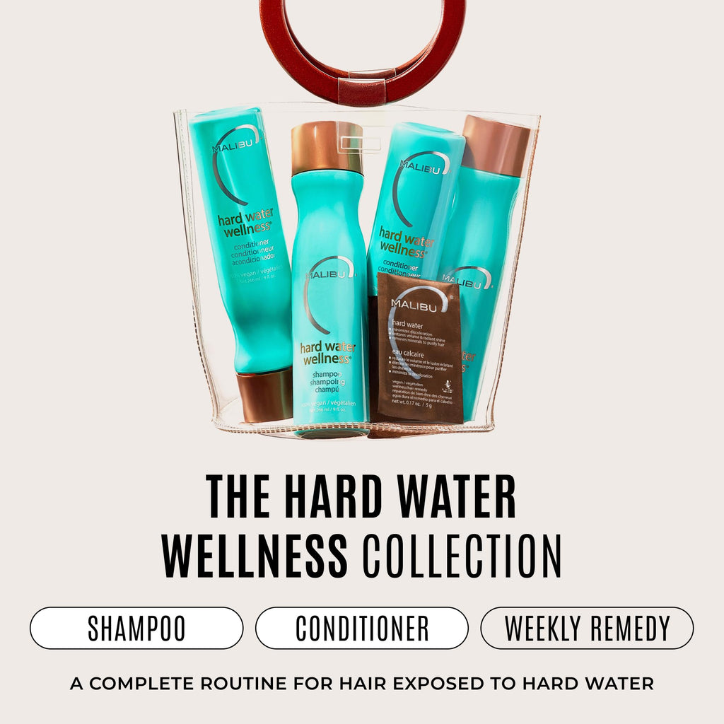 Malibu C Hard Water Wellness Shampoo and Conditioner Duo - Hydrating Hair Care for Shine & Manageability - Protects from Waterborne Elements That Cause Dry, Damaged Hair (33.8oz)