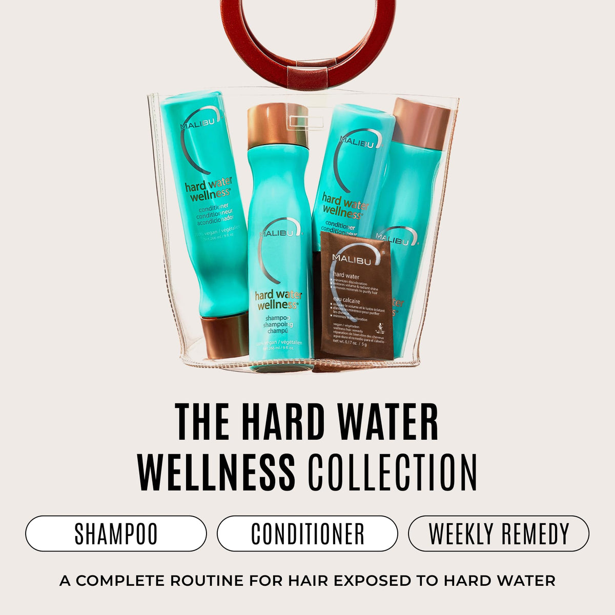 Malibu C Hard Water Wellness Shampoo and Conditioner Duo - Hydrating Hair Care for Shine & Manageability - Protects from Waterborne Elements That Cause Dry, Damaged Hair (33.8oz)