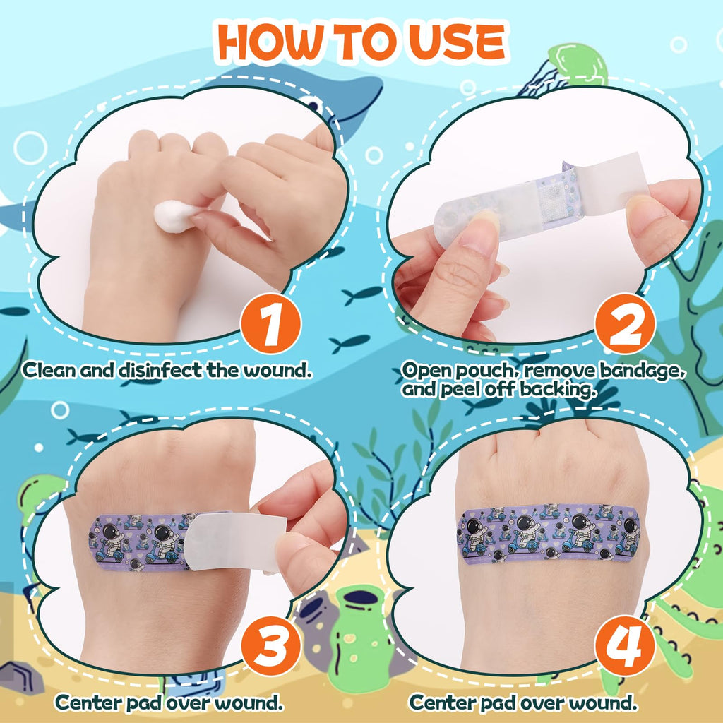 300 Pack Kids Cartoon Bandages,30 Styles 6 Themes Adhesive Bandages Kids