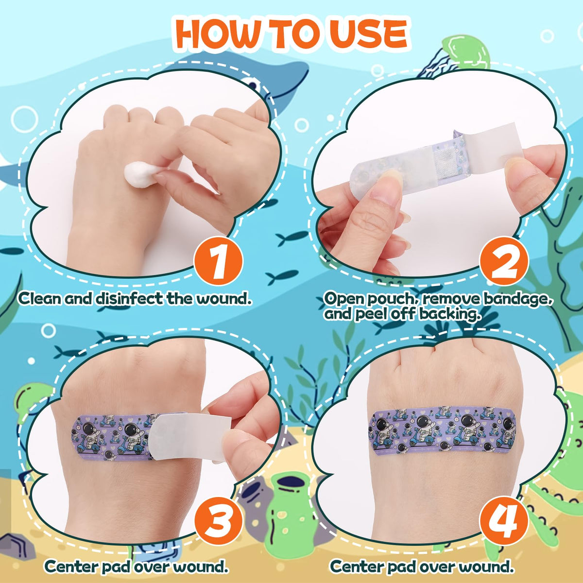 300 Pack Kids Cartoon Bandages,30 Styles 6 Themes Adhesive Bandages Kids