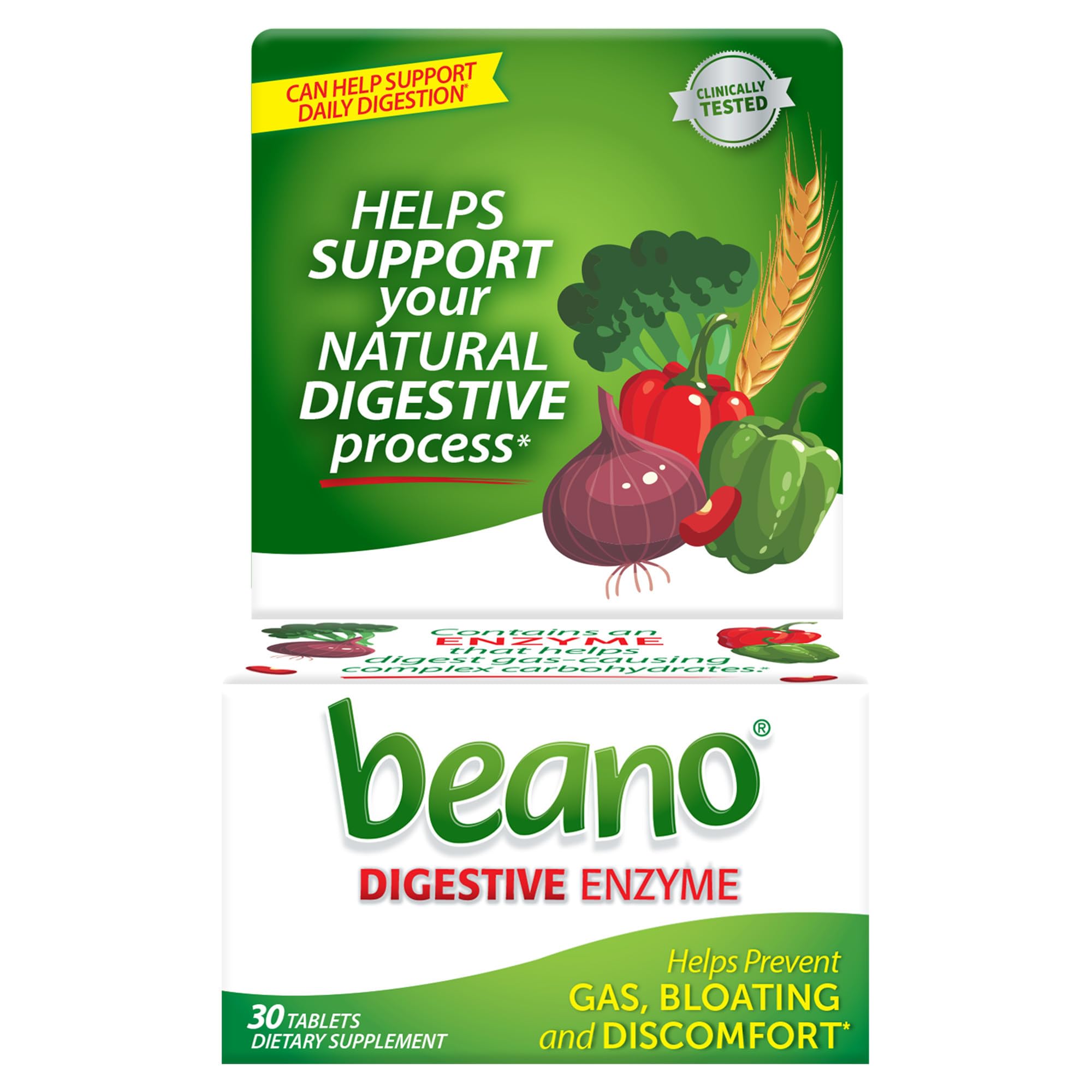 Beano Digestive Enzyme, Preventive Gas Relief for Adults, Helps Prevent Gas & Bloating, 180 Tablets