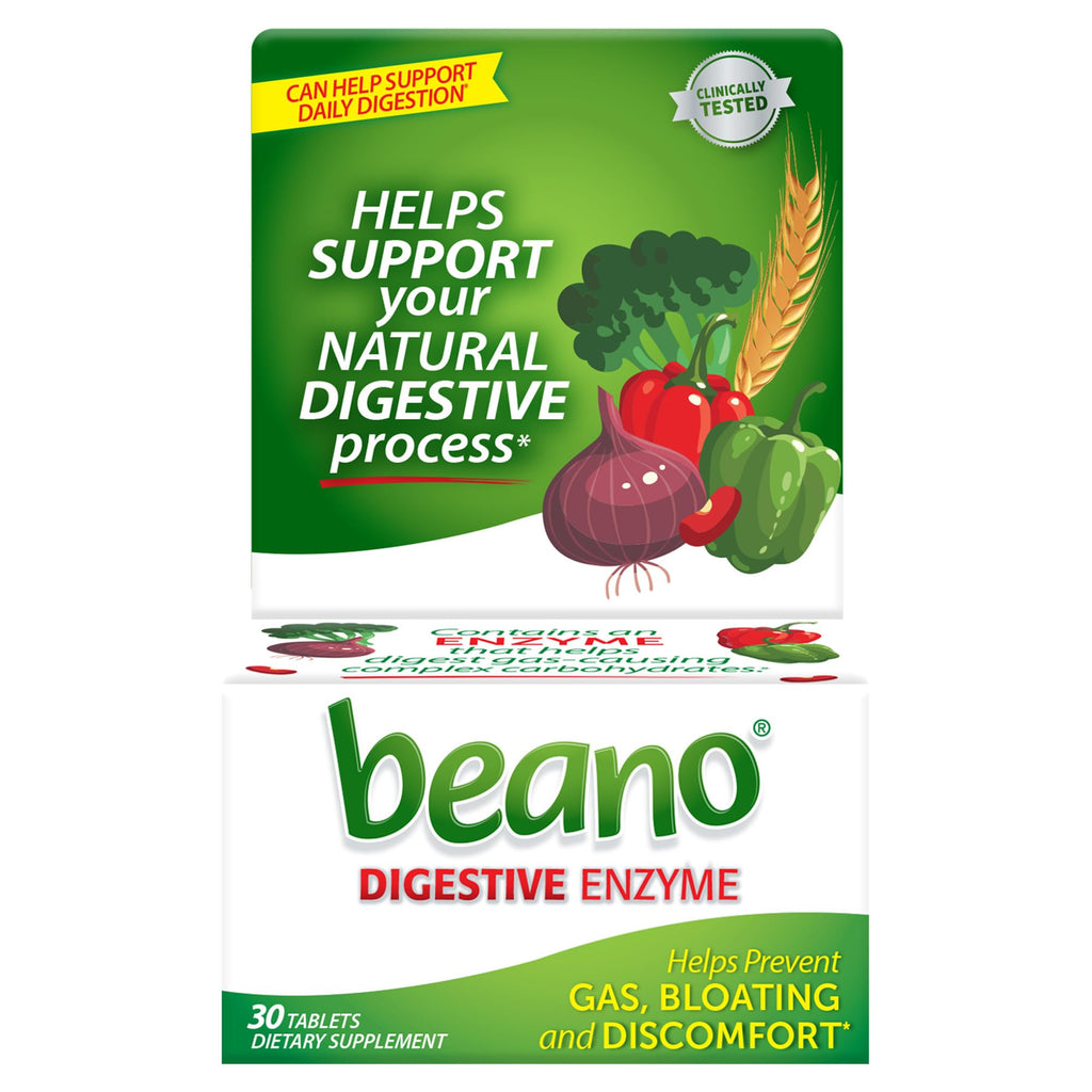 Beano Digestive Enzyme, Preventive Gas Relief for Adults, Helps Prevent Gas & Bloating, 180 Tablets