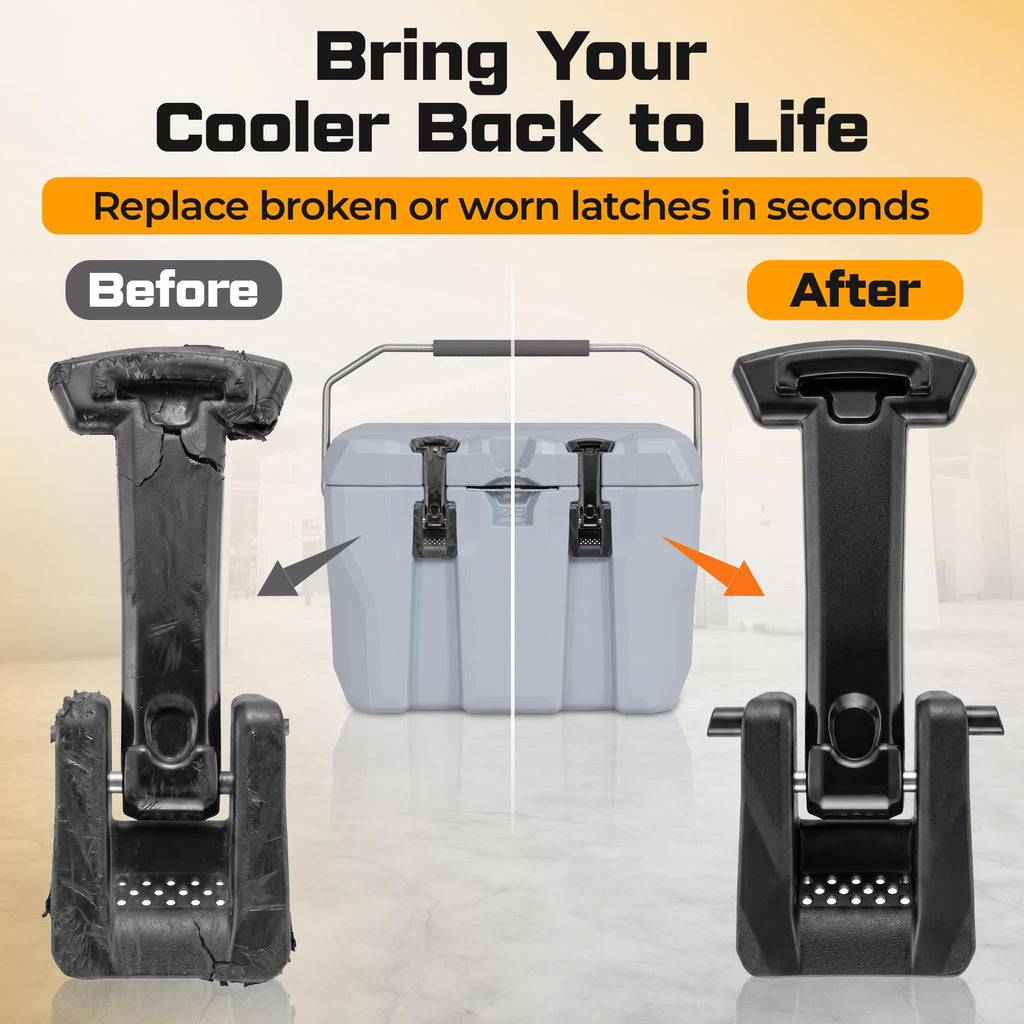 Jmoe USA Replacement Cooler Latches Compatible with Lifetime Coolers, Improved Rubber and Polymer Material | Lid Latch Set for Hard-Sided Cooler (2-Pack)