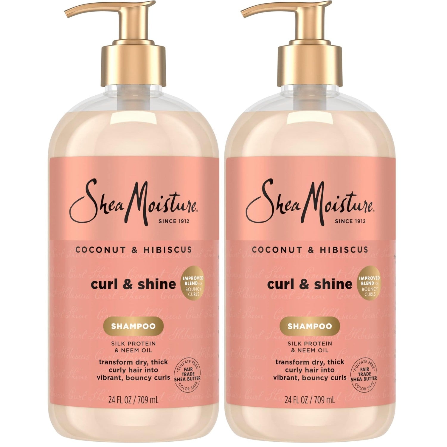 Shea Moisture Coconut & Hibiscus Shampoo for Curly Hair Hydrating 24oz | For curly hair - instantly hydrates, defines, and boosts shine with Coconut Oil, Neem Oil, and Silk Protein.