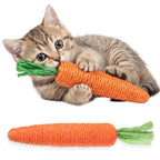 2 PCS Kitten Teething Toys for Indoor Cats, Cat Chew Toy Natural Sisal Cat Teething Toys Orange Carrot Interactive Cats Kicker Toy Interactive Kitten Kicker for Indoor Kitty Exercise