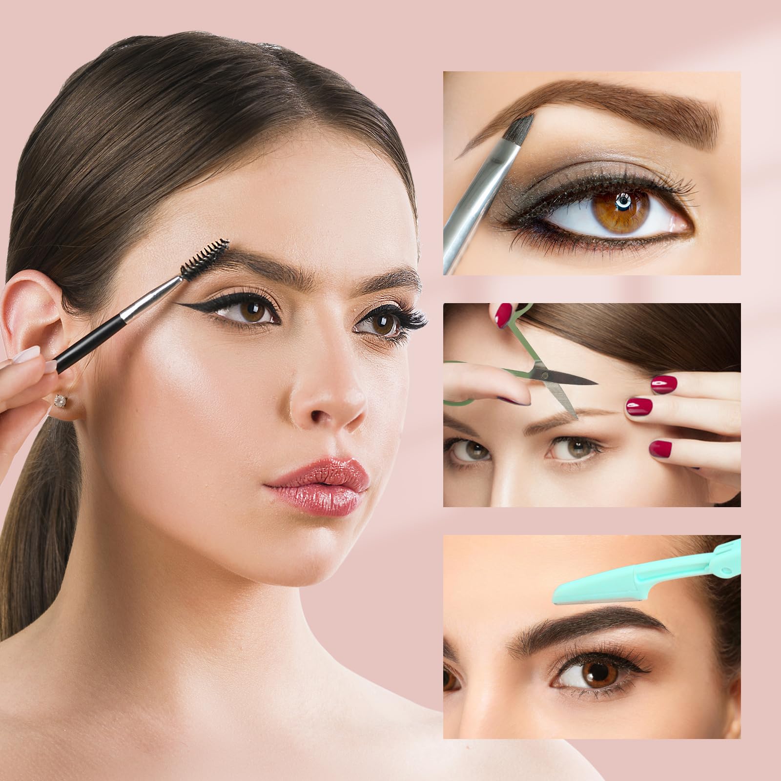 SWEET VIEW 7PCS Tweezers Kit for Women Facial Hair & Brow | Plucker with Eyebrow Scissors & Razor & Spoolie for Chin, Splinter and Ingrown Hair