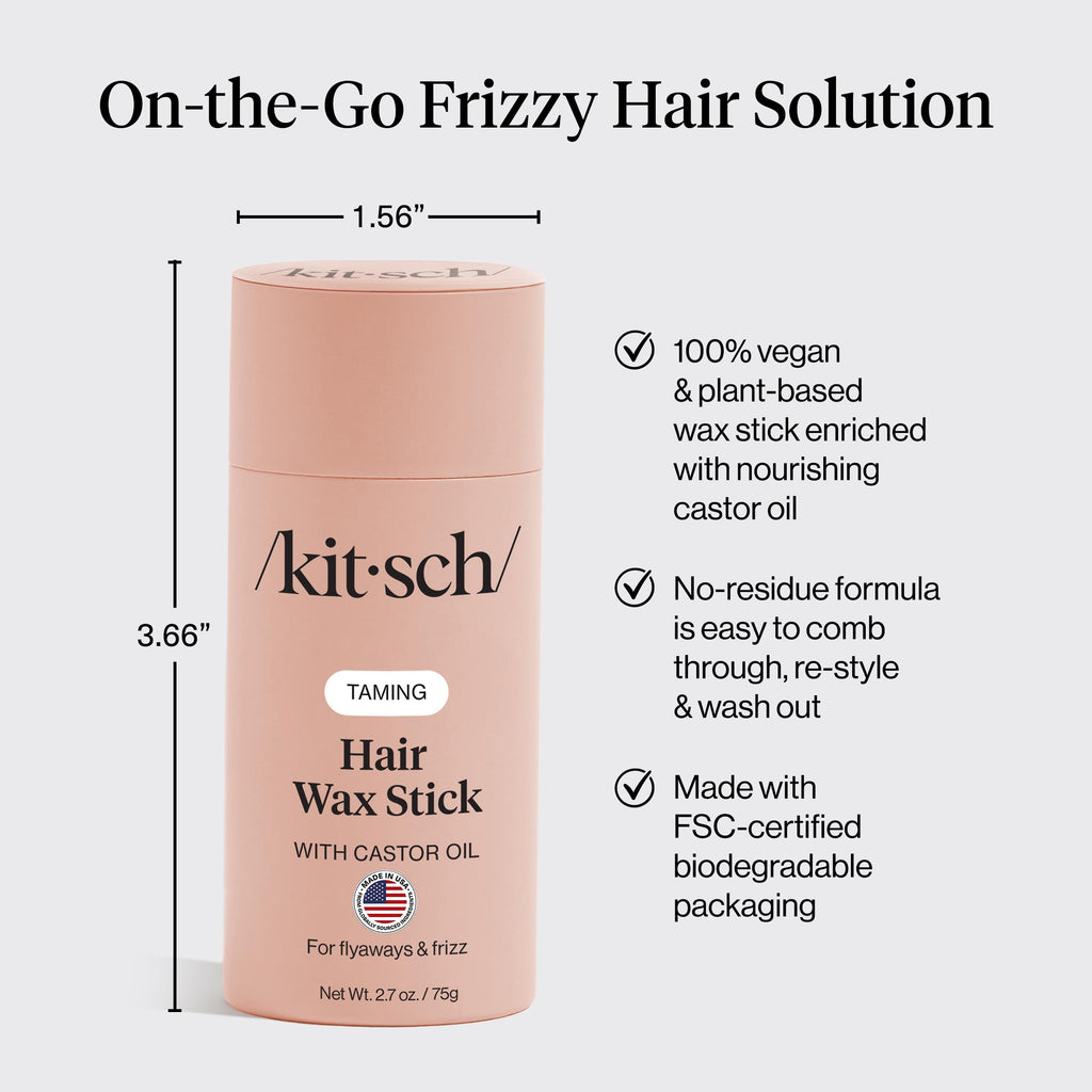 Kitsch Hair Wax Stick for Women & Men with Castor Oil – 2.7 oz | Hair Stick for Flyaways – Slick Stick Hair Styling Product w/ All-Day Hold – No-Residue Formula for Sleek Hair – Made in USA