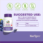 MaryRuth's Iron Gummies for 14+ with Vitamin C for Absorption | Sugar Free | Gummy Iron Supplement + VIT C | Energy Metabolism | Cellular Health | Immune Support | Vegan | Non-GMO | 60 Count | Sugar Free, Vegan, Cellular Health