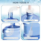2 Pack 28" Long Bottle Brush, 3 & 5 Gallon Bottle Cleaner Brush, Nylon Bristles and Stainless Steel Handle Bendable Replaceable Brush Head Bottle Cleaning Brush