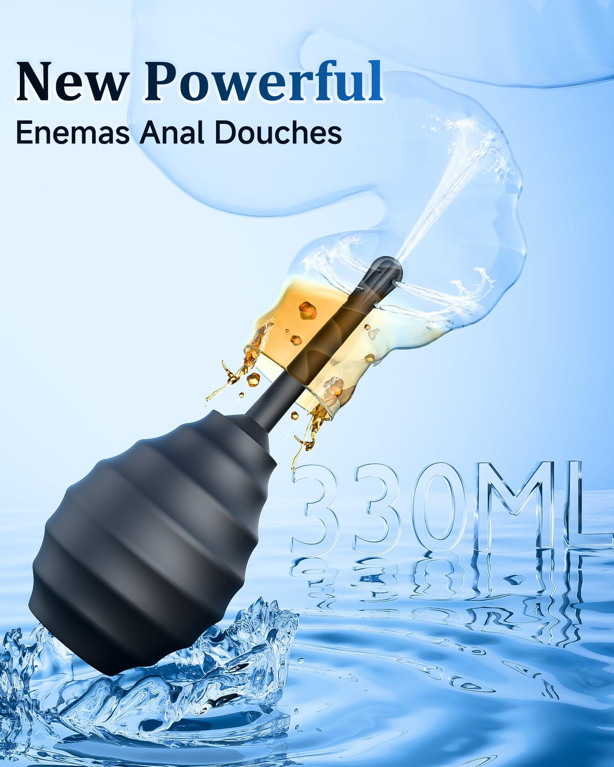 Beisar Enemas Anal Douche for Men Women - 9 Hole Anti Backflow Enema Bulb with Flexible Silicone Nozzle for Colon Cleanse, Feminine Care Shower Enema Douches Kit Cleaner Flusher 11.1 Ounce