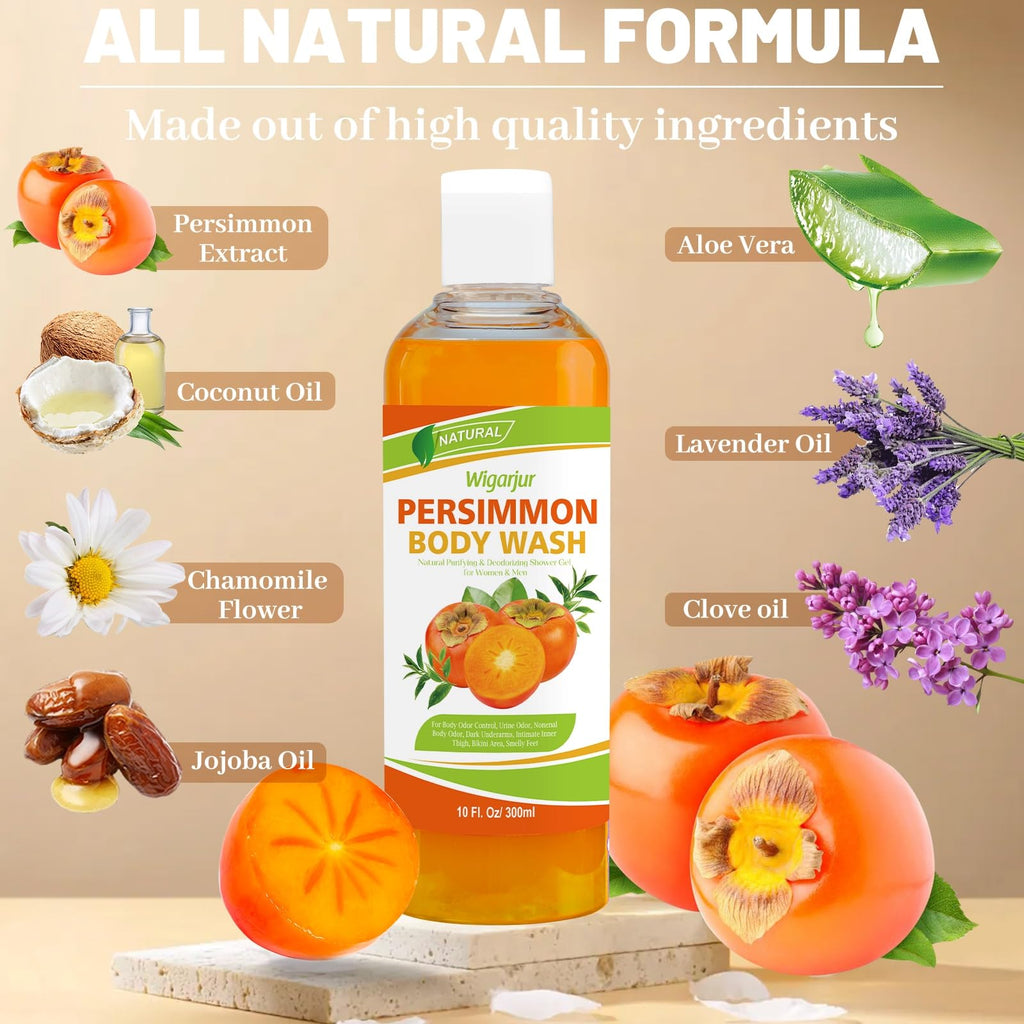 Persimmon Body Wash for Body Odor Control, Age-Related Odor Cleanser