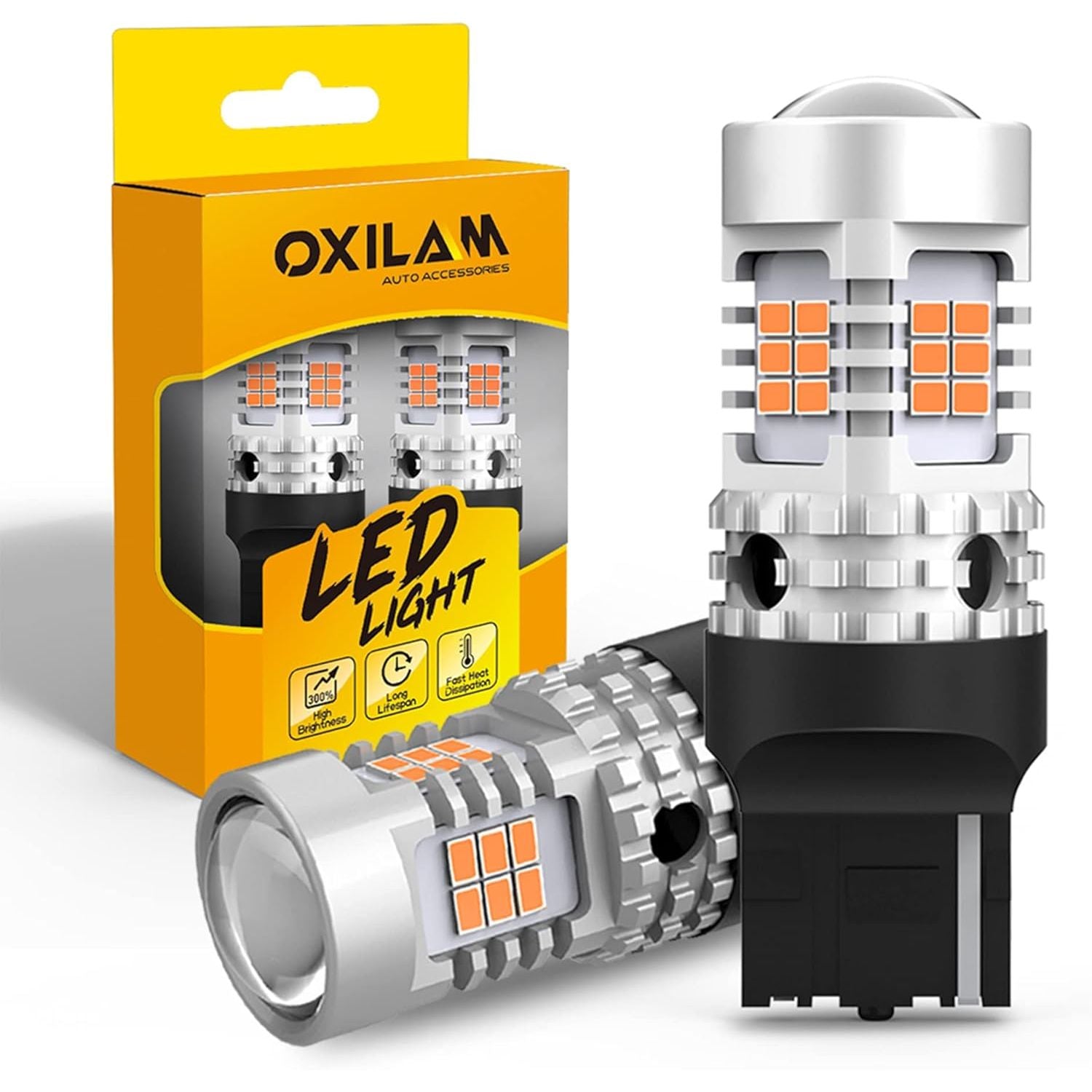Buy now OXILAM Upgraded 912 921 LED Bulb Reverse Lights, Backup Light Bulbs for Car, 300% Higher Brightness 6000K White, Mini Size Non-polarity Canbus Error Free T15 906 W16W Bulb, Pack of 2 7440 Amber Yellow at indiglob india