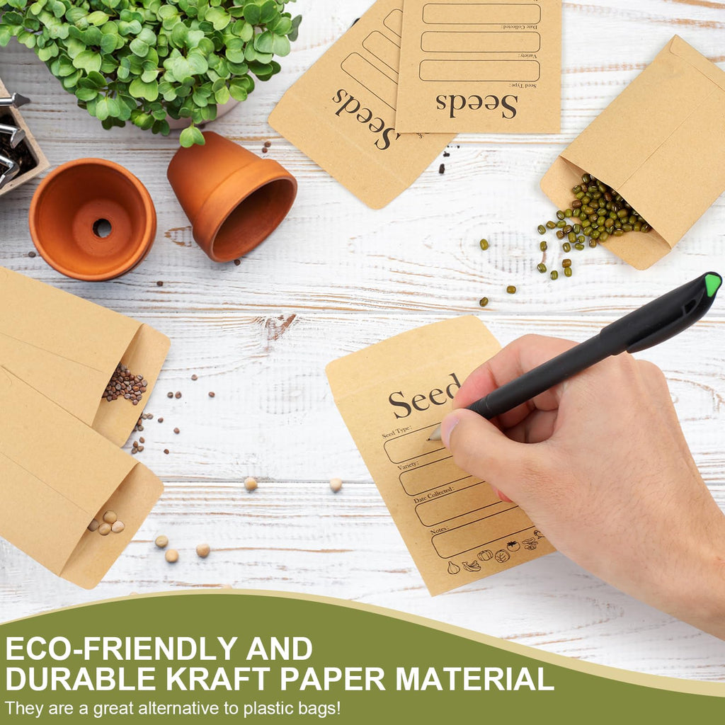 Joyberg 156 PCS Seed Envelopes 3.15”x 4.72”, Seed Packets Envelopes Kraft Seeds Saving Envelope, Self Sealing Seeds Storage Mini Envelope for Flower Vegetable