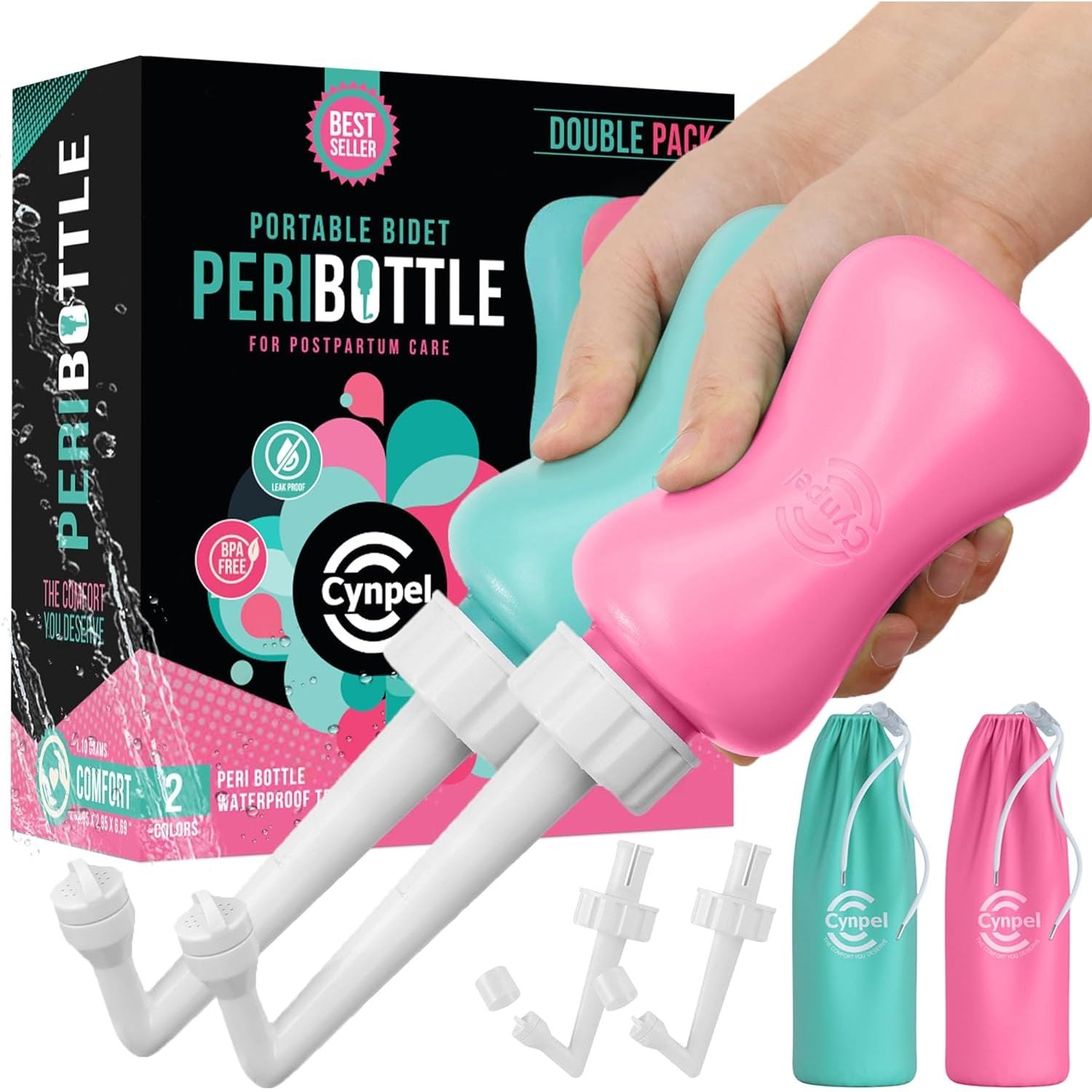 Buy now Peri Bottle - Postpartum and Perineal Care - FSA HSA Eligible - Portable Hand Held Travel Bidet Sprayer for Women or Men - Handheld Jet Spray Bottle for Toilet - Pack of 1 - Blue Turquoise & Pink at indiglob india