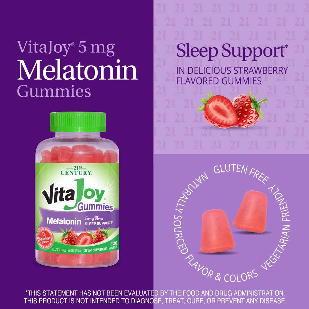 21st Century VitaJoy Melatonin 5mg Gummies, Strawberry, 120 Count