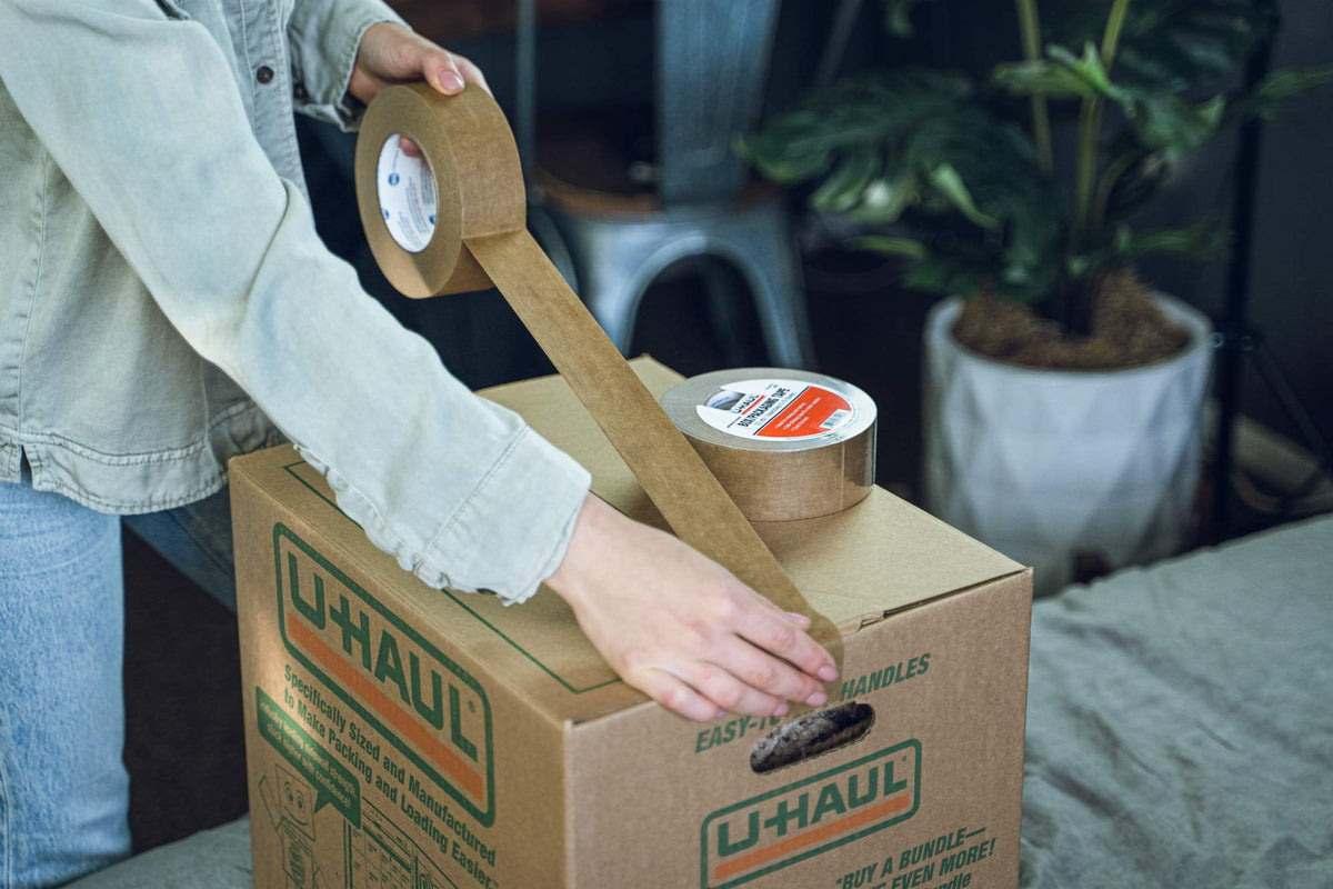 U-Haul Moving Box Paper Tape (Ideal for Moving, Packing, Storage Boxes) - Pack of 3 Rolls (55 Yard Rolls, 165 Yards Total) - Easily Tears by Hand