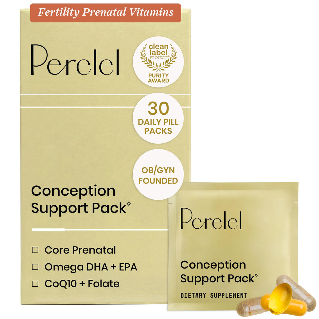 Perelel Conception Fertility Prenatal Vitamins, Folate, CoQ10 & DHA Omega 3 | Women's Fertility Support Multivitamin, Choline, Vitamin B6, & Vitamin D, Soy & Gluten Free, Non-GMO, 30 Daily Pill Packs