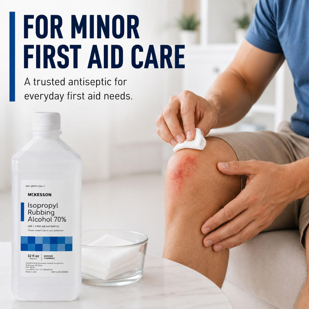 McKesson Isopropyl Rubbing Alcohol 70% USP First Aid, 32 oz, 2 ct