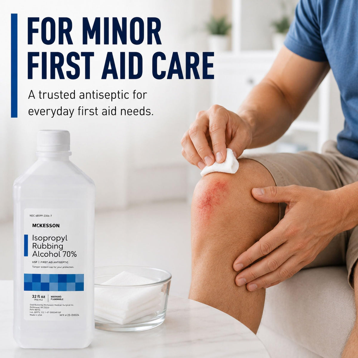 McKesson Isopropyl Rubbing Alcohol 70% USP First Aid, 32 oz, 2 ct