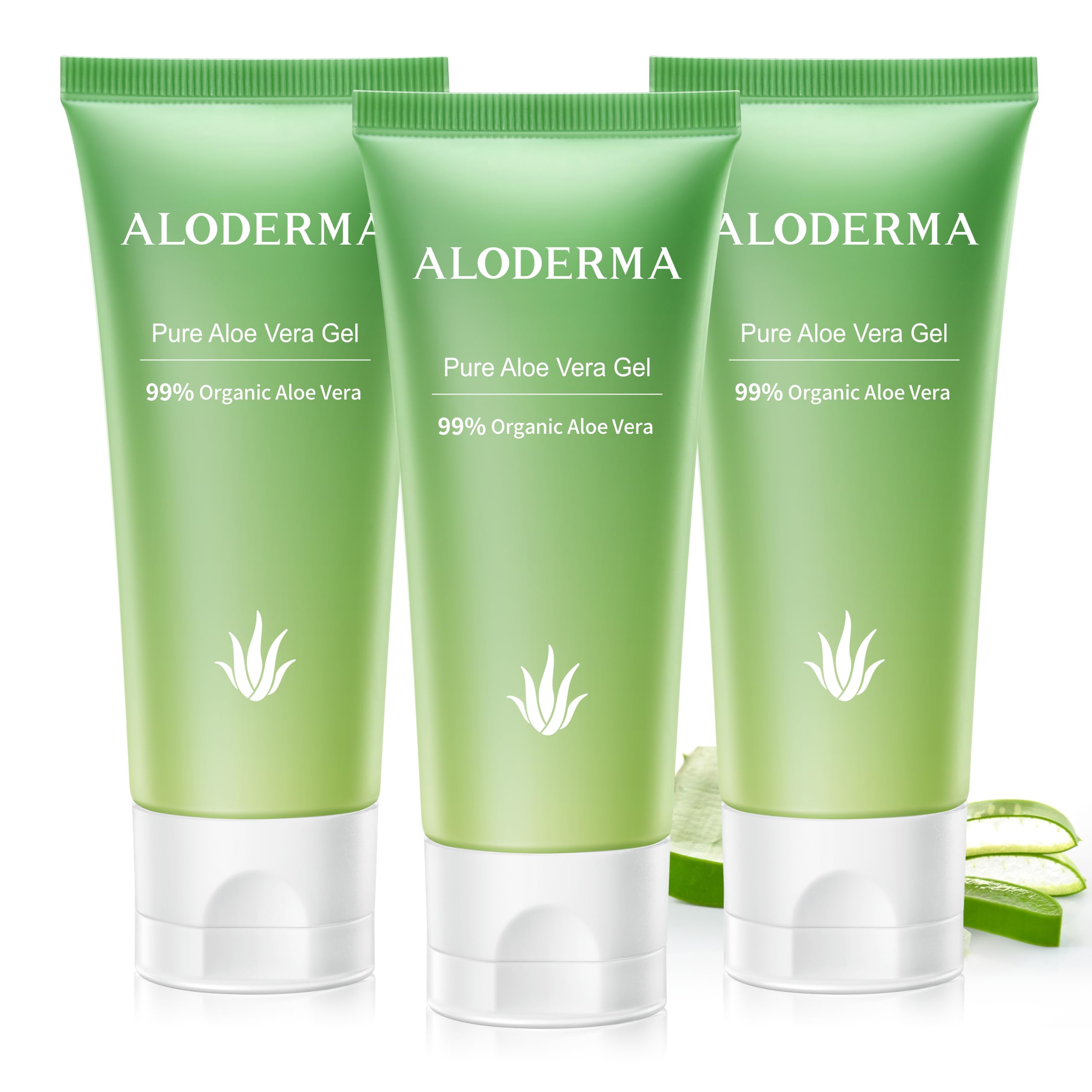 Aloderma Aloe Vera Gel Made within 12 Hours of Harvest with 99% Pure Organic Aloe Vera, Naturally Hydrating for Soothing Skincare, Moisturizing Aloe Gel for Skin, Face, Sensitive Skin - 4oz - 2ct