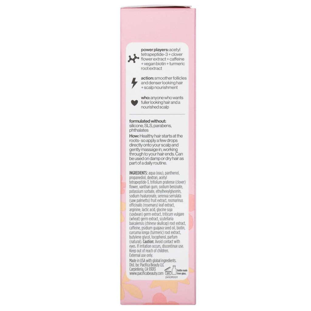 Pacifica Invisible Calming Hair Serum, Frizz Control & Hair Thickening Treatment - Turmeric & Guava Leave-In Scalp Serum with Peptides, Biotin & Caffeine 1 fl oz, Vegan & Cruelty-Free