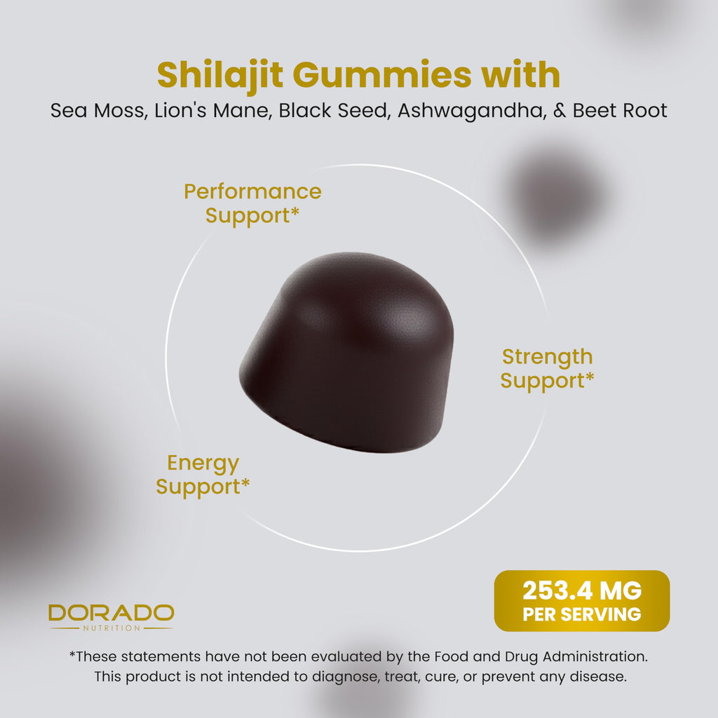 Shilajit Gummies with Sea Moss, Ashwagandha & Lions Mane - (Shilajit Supplement for Men & Women, Energy & Immunity Support ) Third Party Tested, Vegan Safe, NON GMO & Made in USA (60 Gummies)