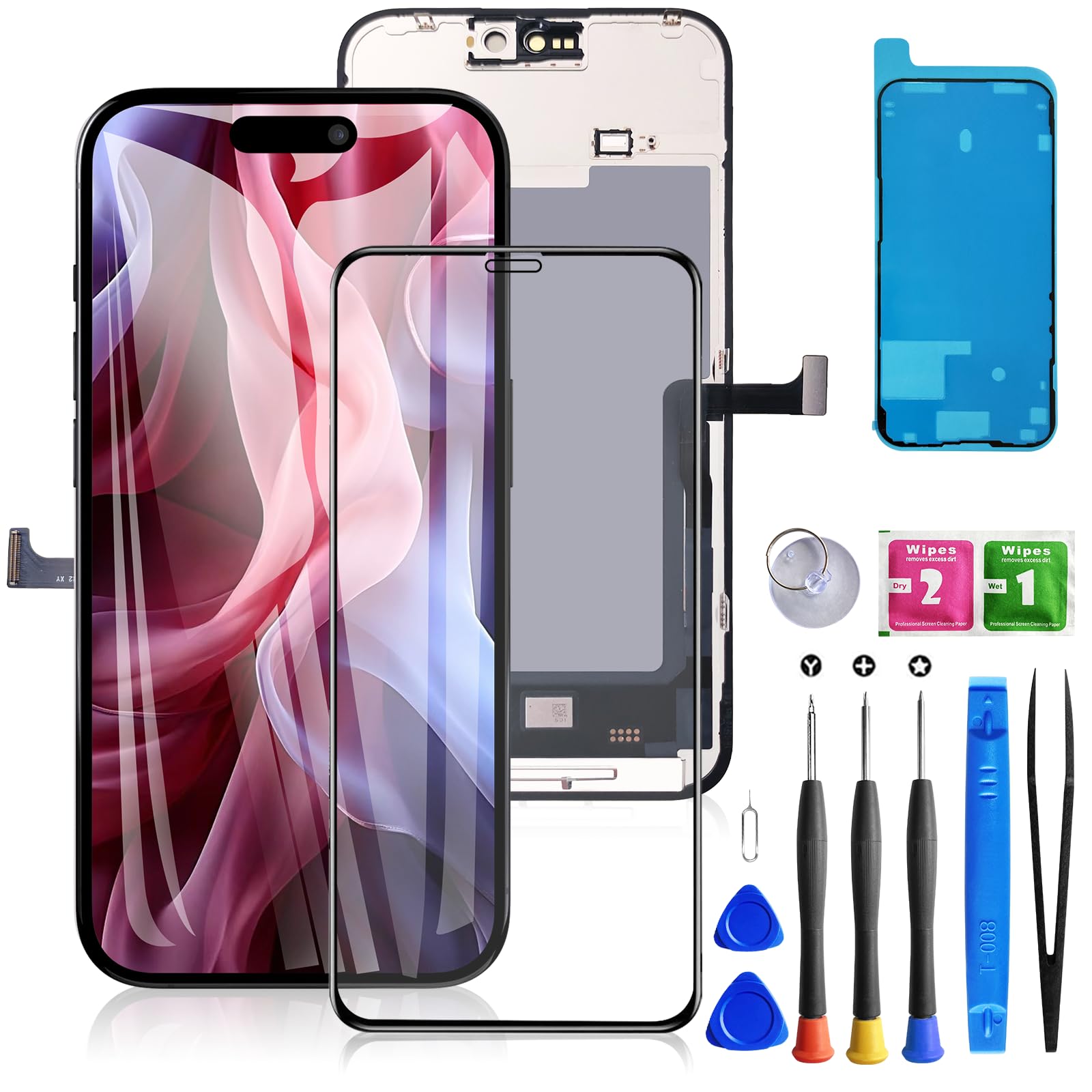 Buy now for iPhone 11 Screen Replacement 6.1 3D Touch Screen LCD Display Digitizer for A2111, A2223, A2221 Cell Phone Repair Kits+ Waterproof Frame Adhesive Sticker+Screen Tempered Protector+Face ID for iphone 15pro max at indiglob india