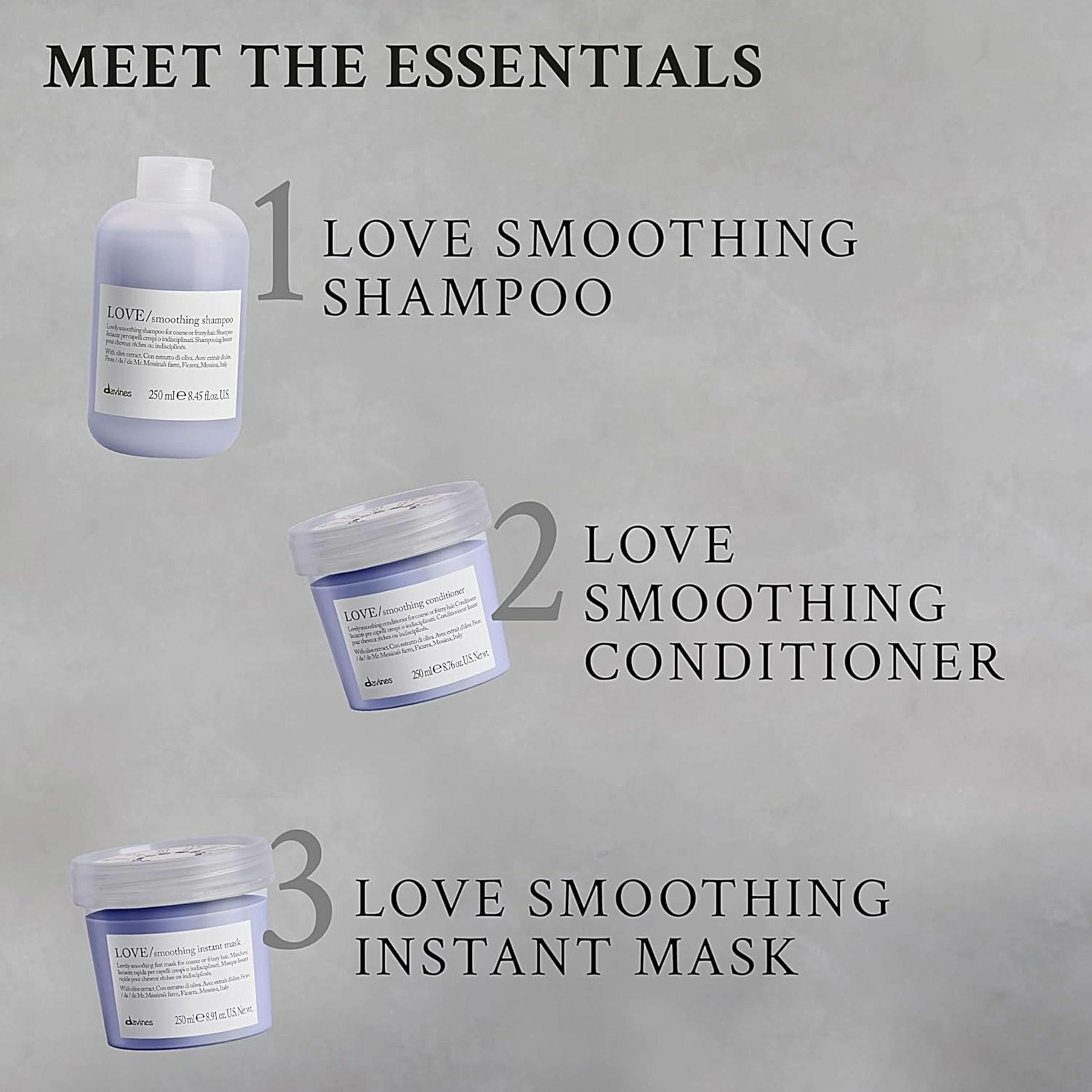 Davines LOVE/Smoothing Conditioner, Rich Anti-Frizz Formula for Frizzy, Coarse or Unruly Hair - Hydrates & Straightens for a Sleek, Shiny Look