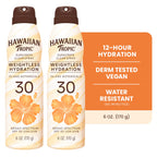 Hawaiian Tropic Weightless Hydration SPF 30 Sunscreen Spray, 6 Oz (2 Pack) | Clear body sunscreen, Lightweight texture, Water resistant sunblock, Continuous spray application, 12 hour hydration