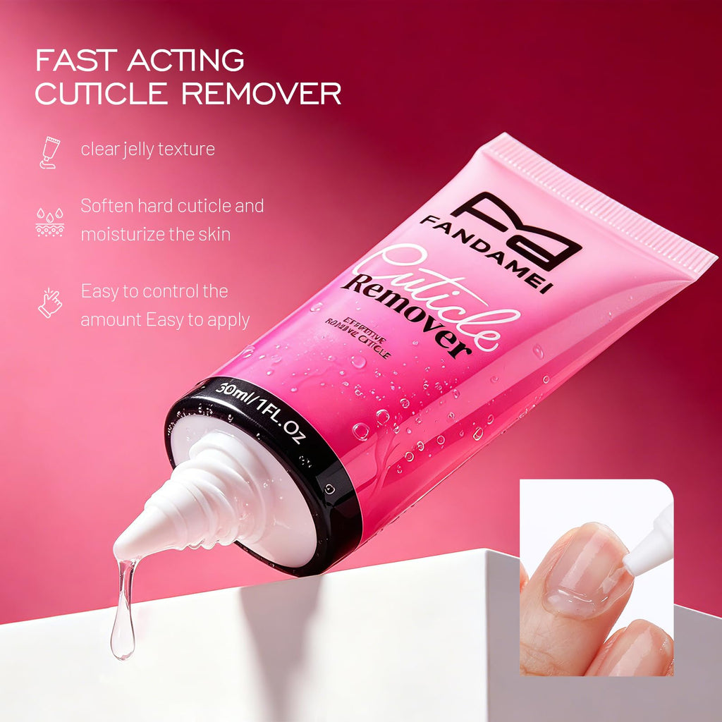 FANDAMEI Nail Care Kit for Women, Cuticle Remover Tools with Cuticle Softener, Scented Oil, Nail Strengthener and Growth Pink Polish, Manicure kit Cuticle Tools Nippers, Pushers, Nail File for Prep