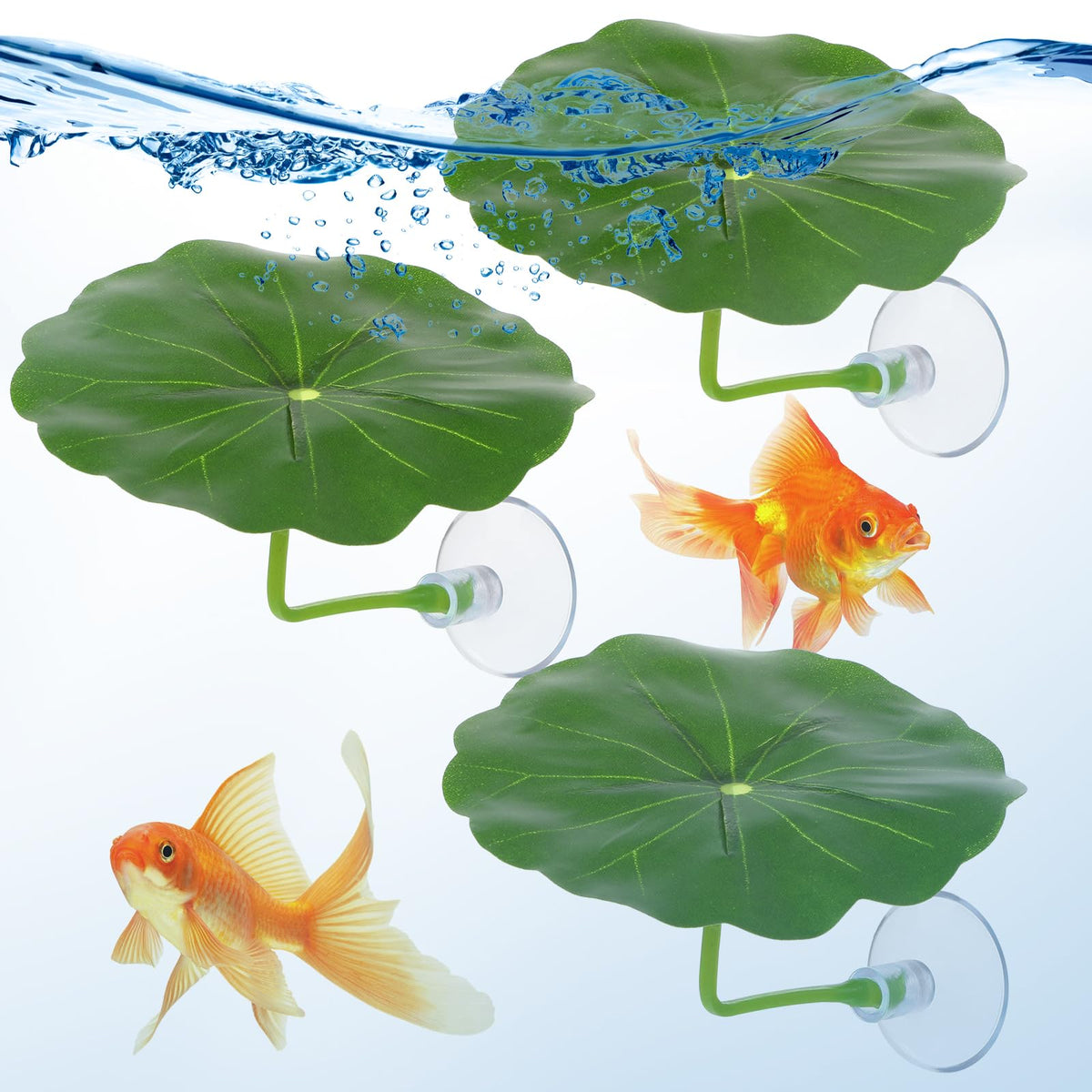 3 Pcs Betta Fish Leaf Hammock, Betta Fish Practical Resting Spot Bettas Suction Cup Tank Decor Green Hammock Plant Leaf Pad Fishes Breeding Resting Bed for Fishes Aquarium Decoration Ornaments