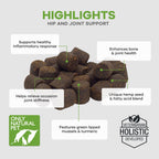 Only Natural Pet Hemp Hip & Joint Support for Dogs - Supplement for Mobility Wellness Pain Relief Healthy Inflammatory & Bone Stiffness - Chews w/Fatty Acid Blend Mussels & Turmeric - 120 Count (H/J)