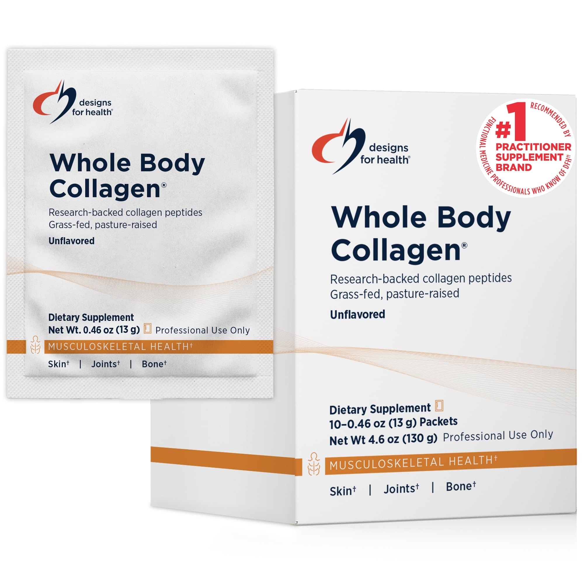 Designs for Health Whole Body Collagen Powder - Hydrolyzed Collagen Peptides Powder for Healthy Skin & Hair, Joint + Bone Health - Fortigel & Verisol Collagen, Unflavored (30 Servings)