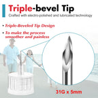 Pen Tips 31G x 5mm, 100/bx, Comfortable, Extra-Thin，Universal Fit for Most Pen