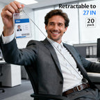 20 Pack Badge Reels Retractable with Carabiner Reel Clip Holder