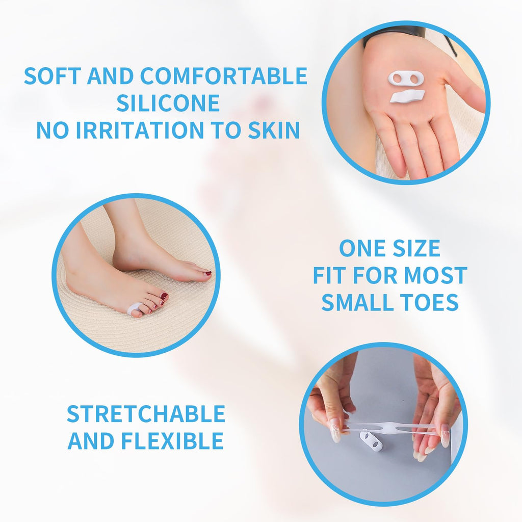 Two Hole Gel Small Toe Separator, 12 Pack Little Toe Spacer for Overlapping Toe, Calluses, Blister, Relieve Foot Pain, Pinky Toe Corrector for Little Toe Bunion Pain
