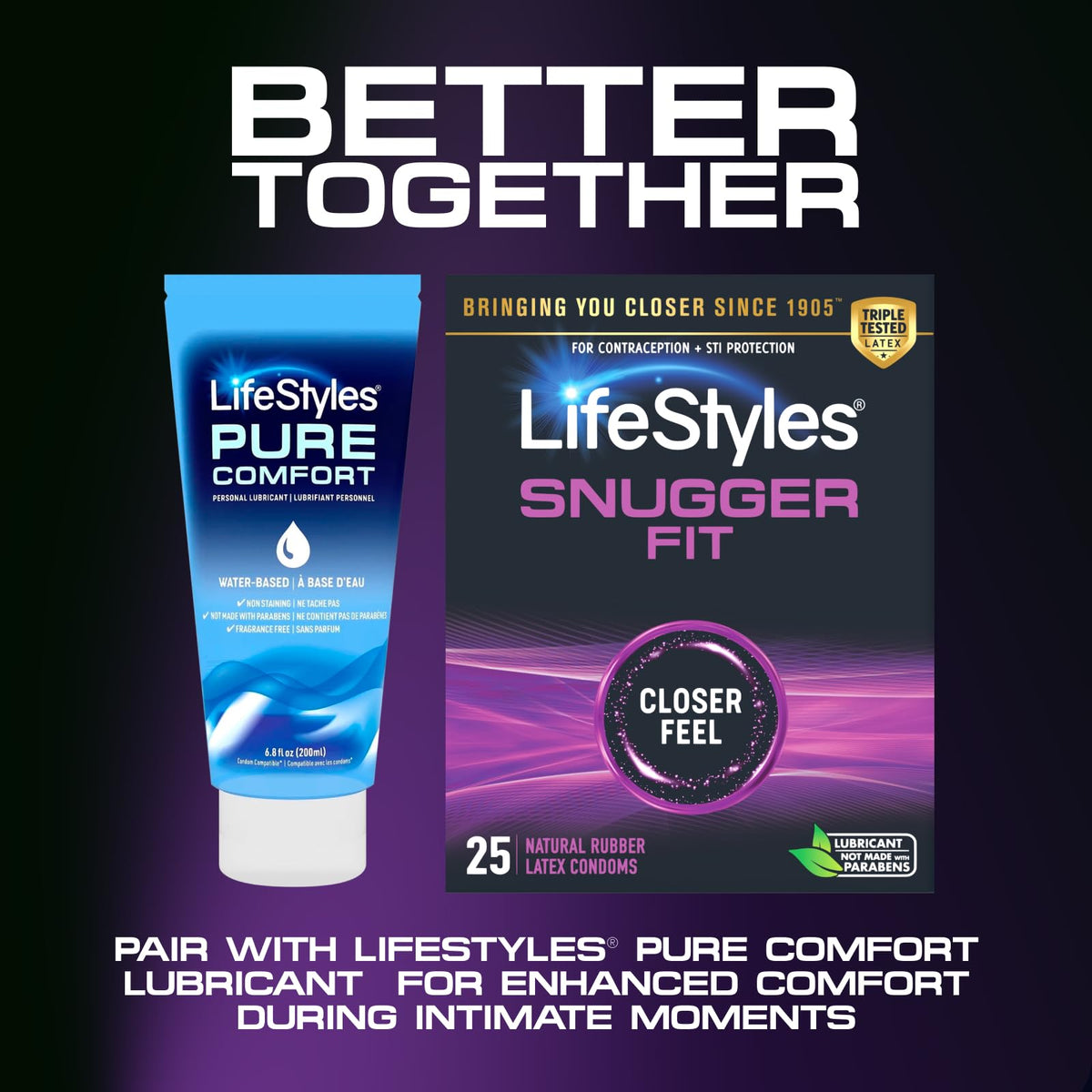 Lifestyles Snugger Fit Natural Rubber and Lubricated Latex Condoms Value Pack, 25 Count, 1 Pack, Triple Tested for Best Protection, Made with UltraGlide Silicone Lube