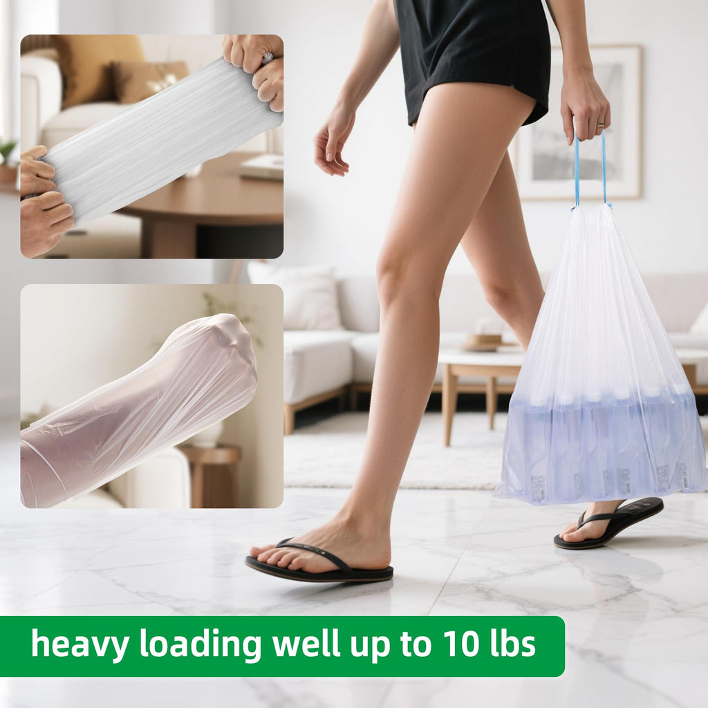 4 Gal Small Trash Bags, Unscented Drawstring, 51 Ct for Bathroom