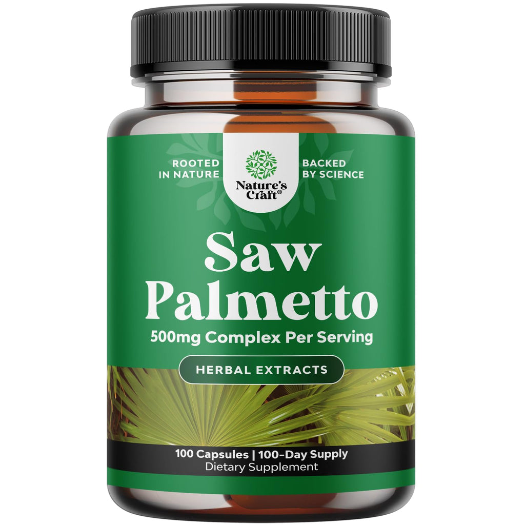 Saw Palmetto for Men Prostate Support - 500mg per Serving - 100 Capsules | Prostate Health Supplement for Men - Herbal Supplement for Urinary Support - Healthy Hair Support - Non-GMO - 100 Servings